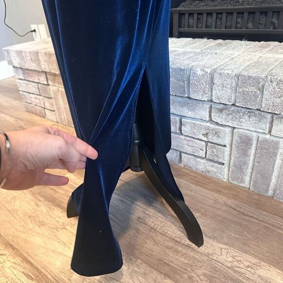 Vintage 90s Fashion Bug Velour Maxi Evening Dress Bolero Set Whimsy Blue Size 8 - Picture 3 of 16